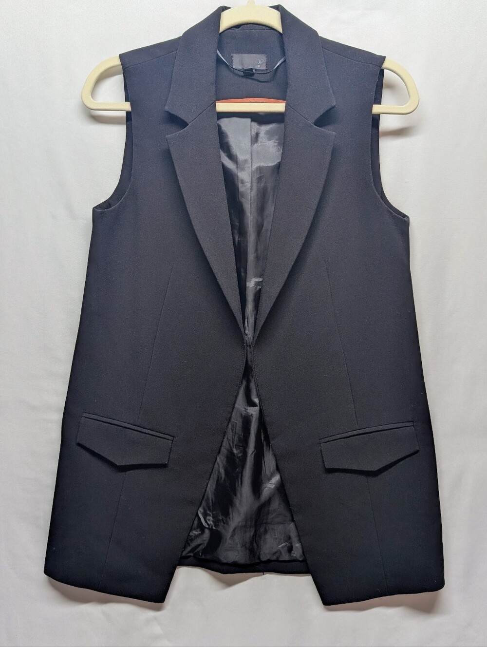 491-Top‎ Shop Black Sleeveless Long Blazer Vest